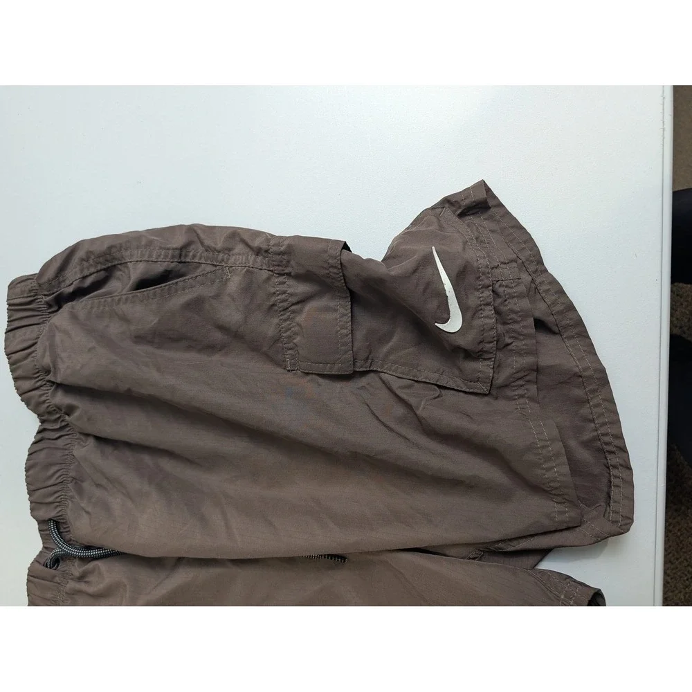 Nike Cargo Swim Trunks Mens XL Brown Nylon Ripstop Mesh Lined Swoosh Shorts